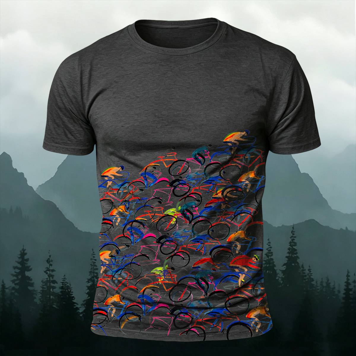Sublimation Artistic Peloton Cycling Graphic Casual Tee