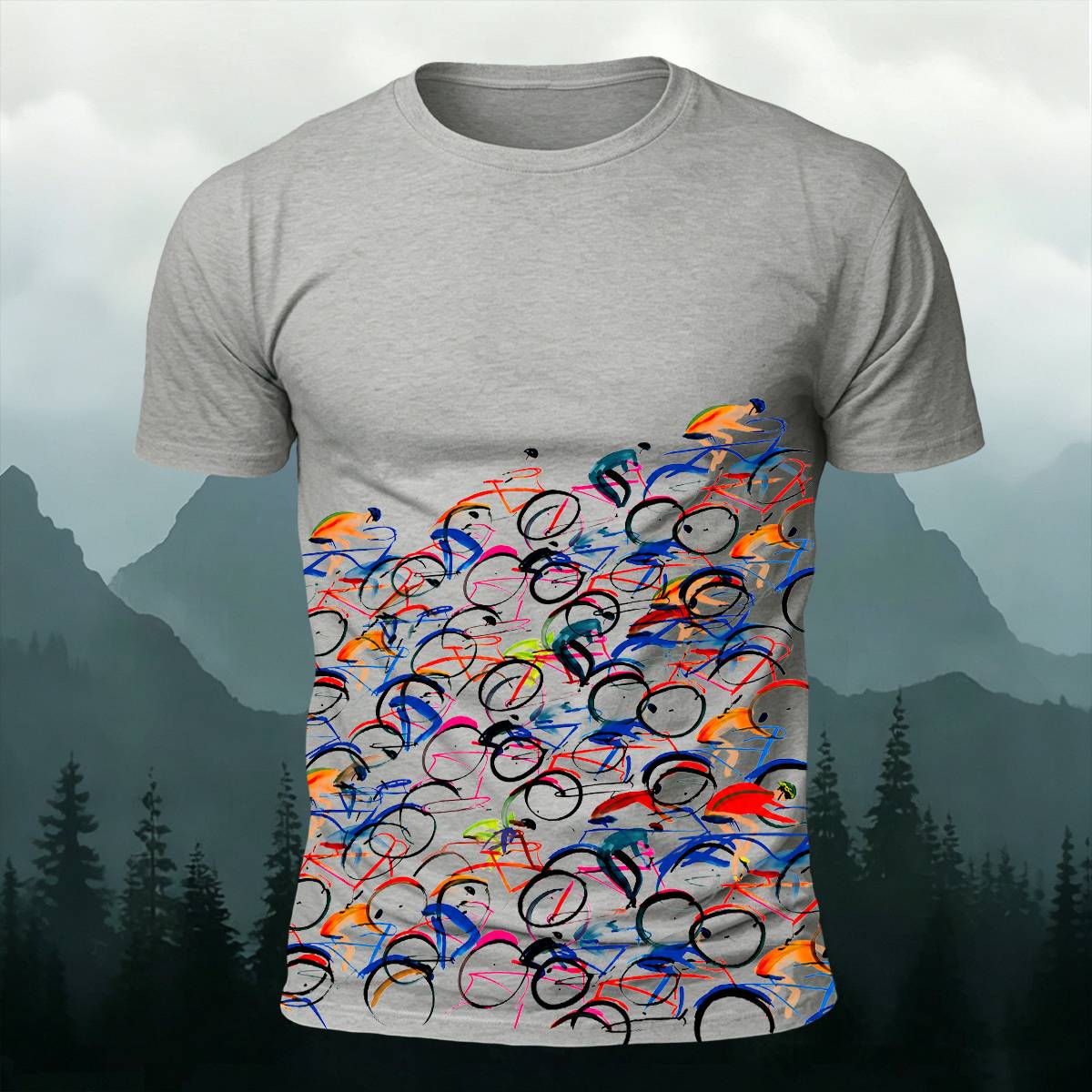 Sublimation Artistic Peloton Cycling Graphic Casual Tee