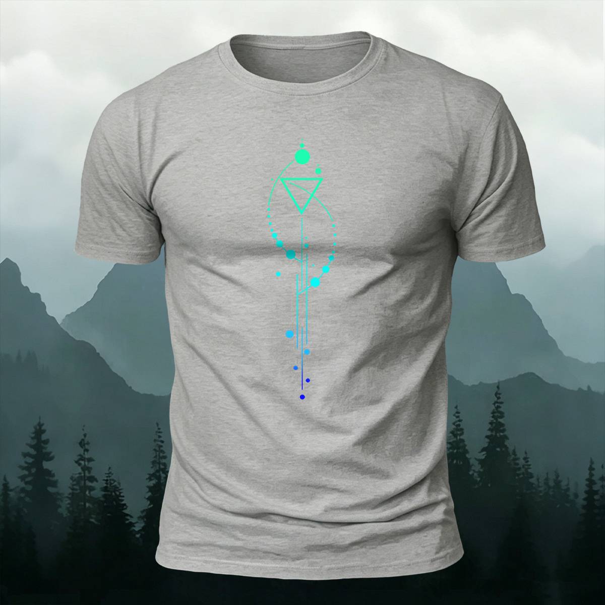 Geometric Celestial Space Line Art Minimal Casual Tee