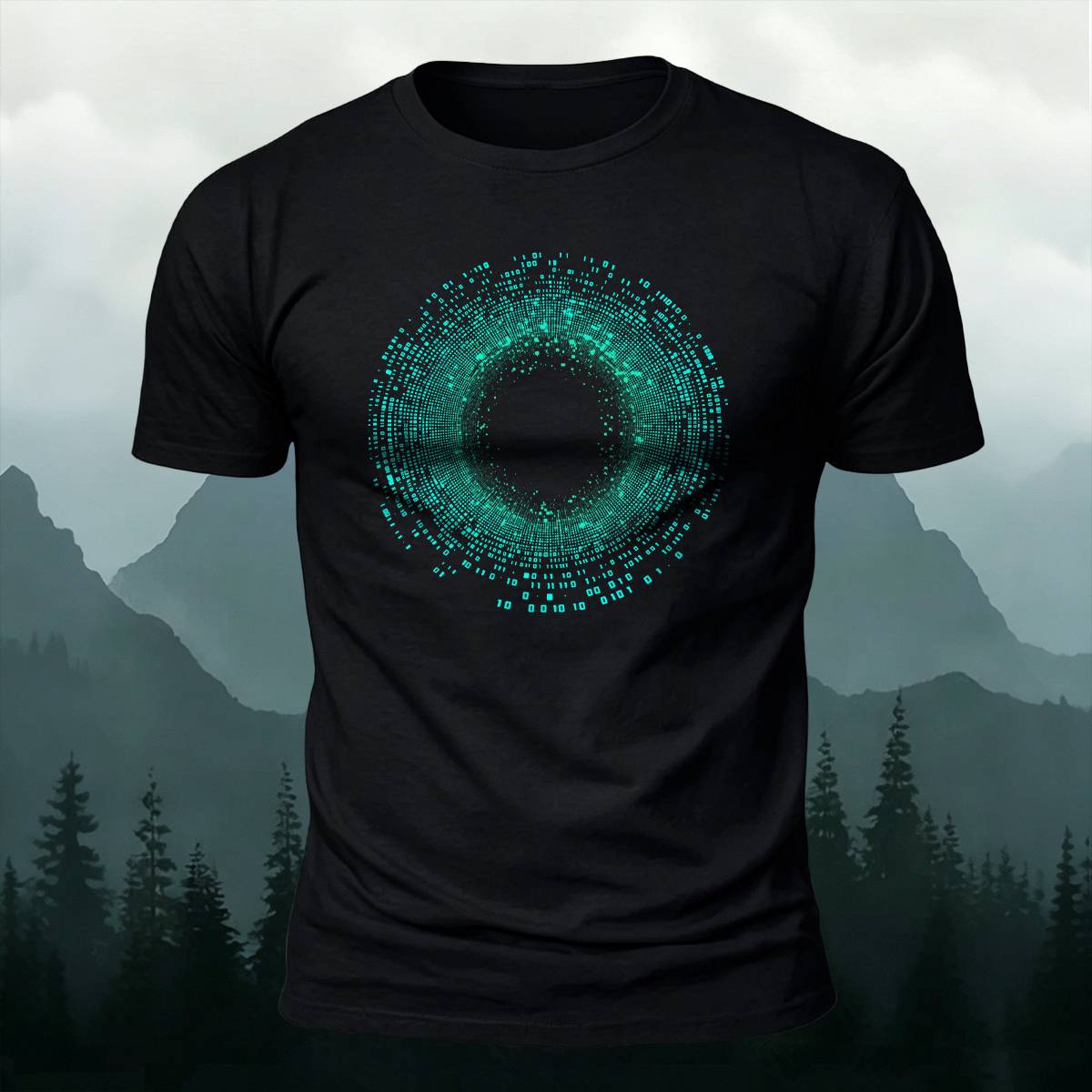 DTG Cyber Digital Binary Code Portal Graphic Tee