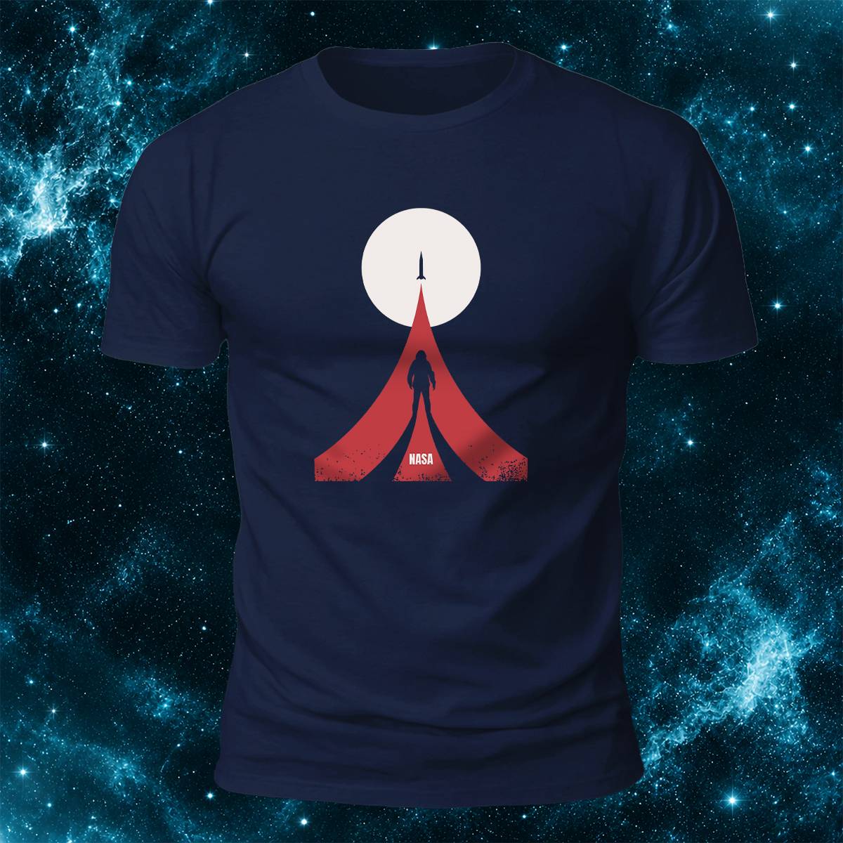 NASA Astronaut Rocket Moon Space Casual Cotton Tee