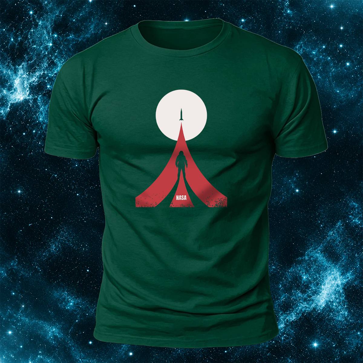 NASA Astronaut Rocket Moon Space Casual Cotton Tee