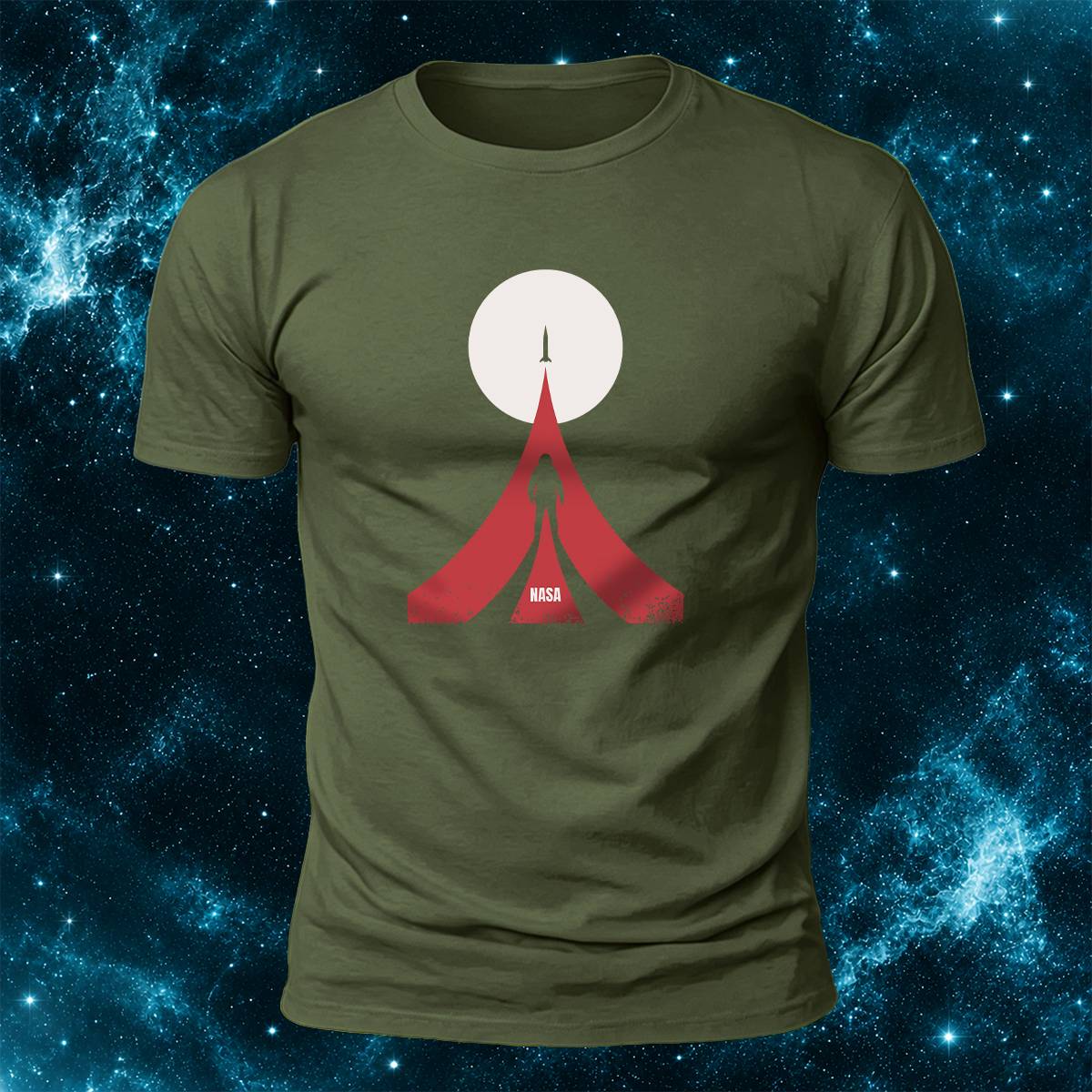 NASA Astronaut Rocket Moon Space Casual Cotton Tee