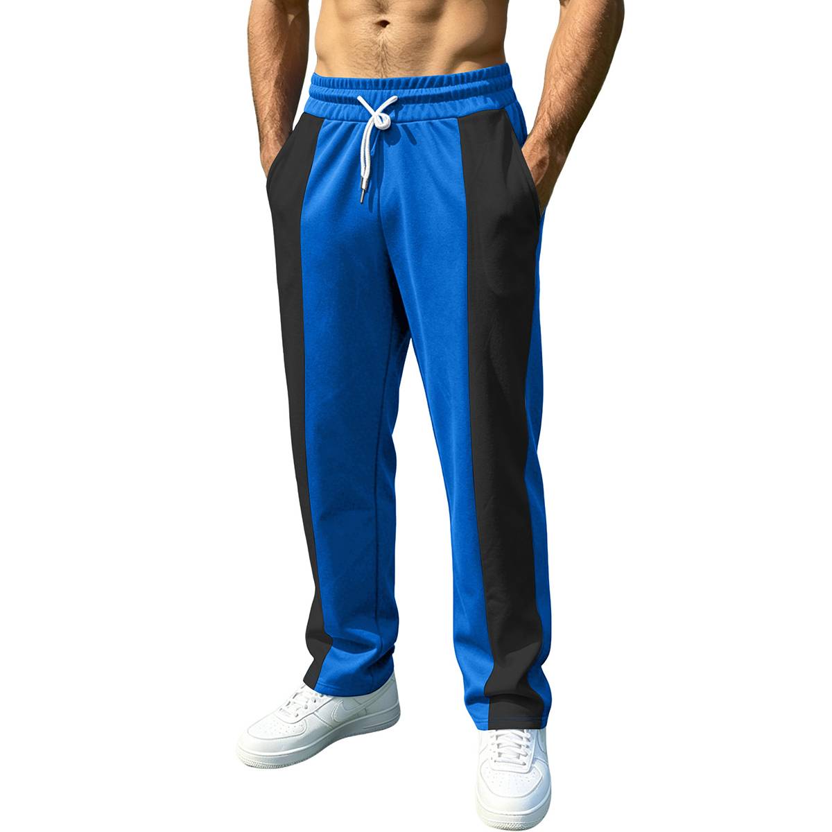 Color Block Loose Fit Quick Dry Athletic Long Pants