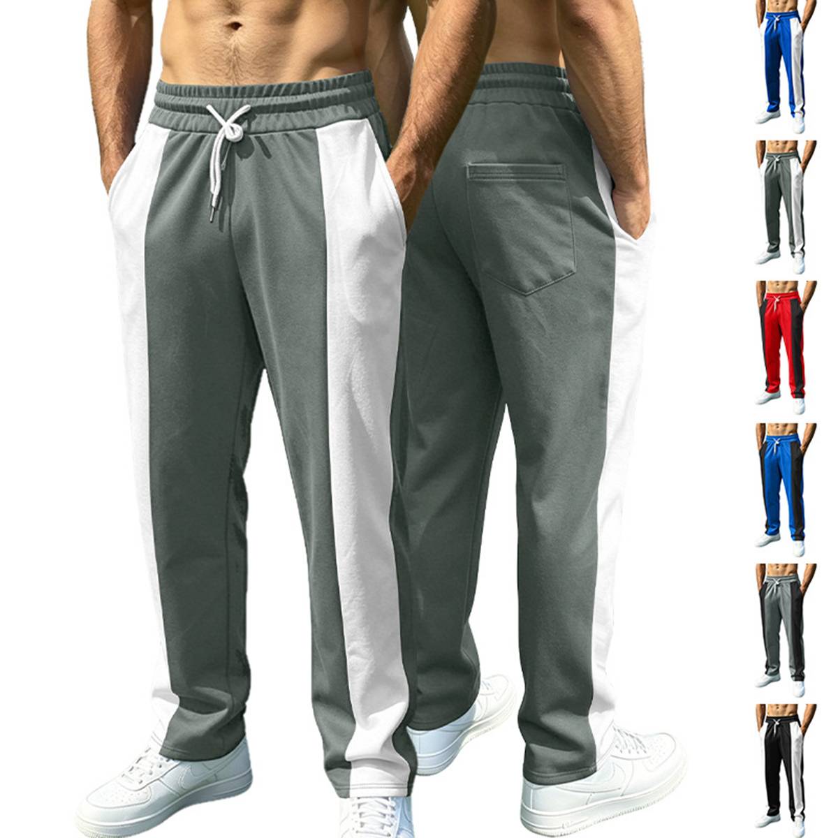 Color Block Loose Fit Quick Dry Athletic Long Pants