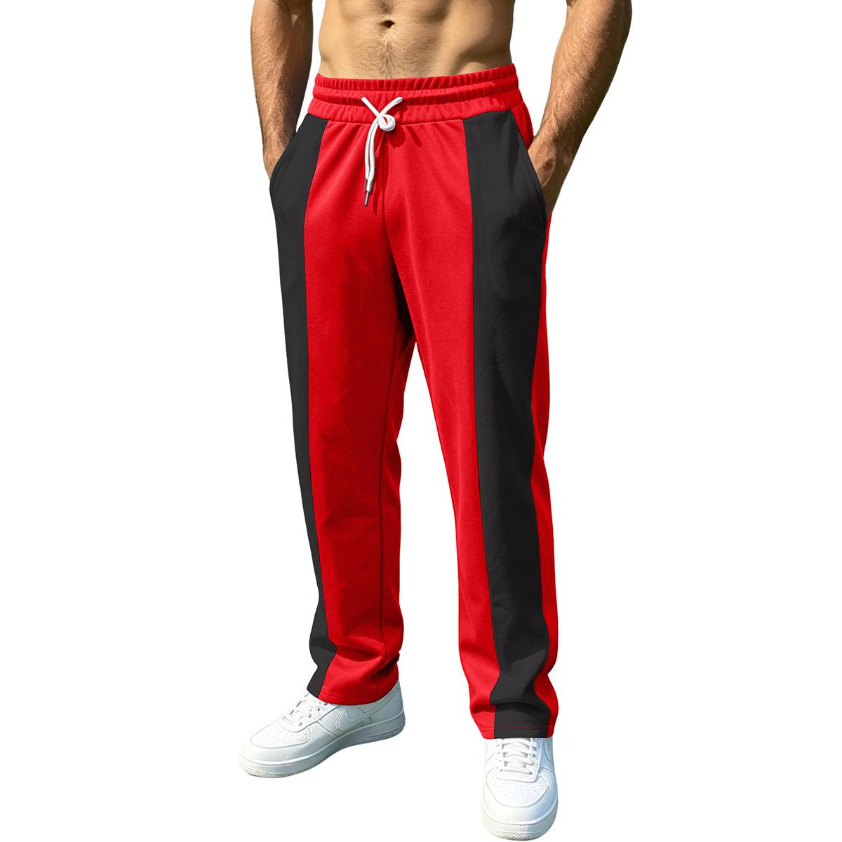 Color Block Loose Fit Quick Dry Athletic Long Pants