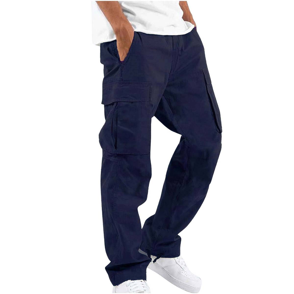 Men's Elastic Waist Multi Pockets Casual Cargo Pants