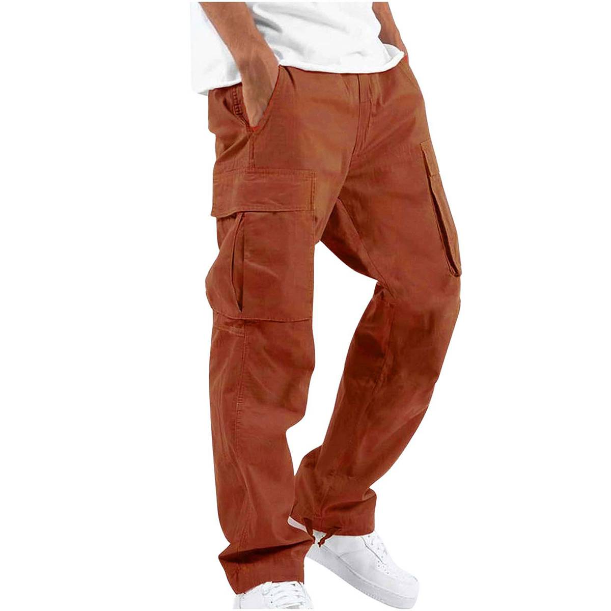 Men's Elastic Waist Multi Pockets Casual Cargo Pants