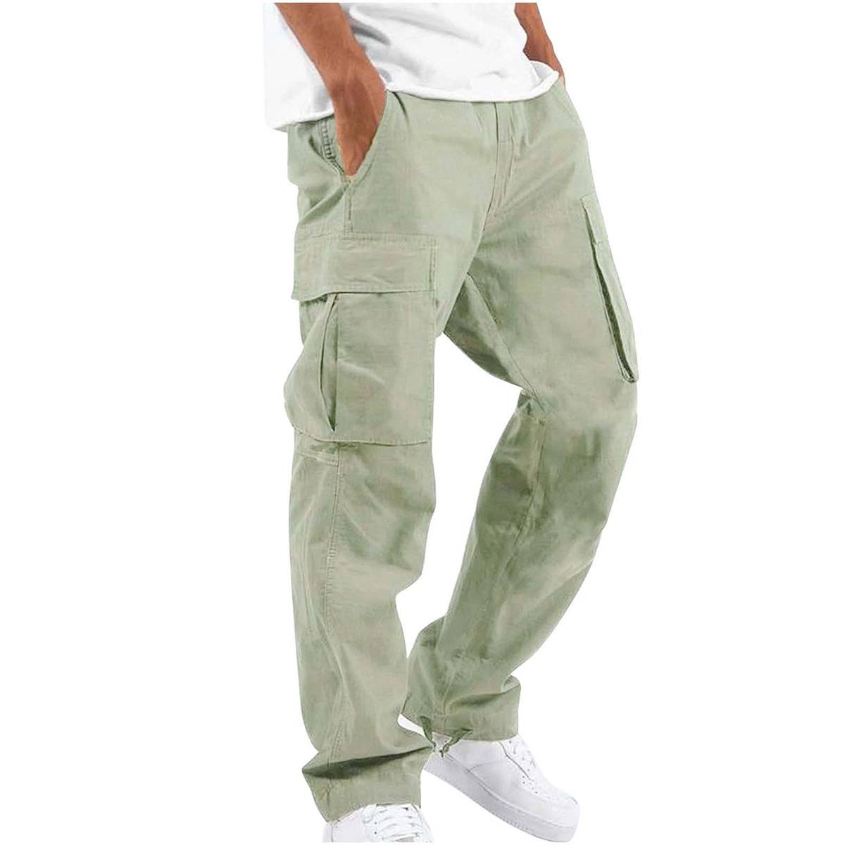 Men's Elastic Waist Multi Pockets Casual Cargo Pants