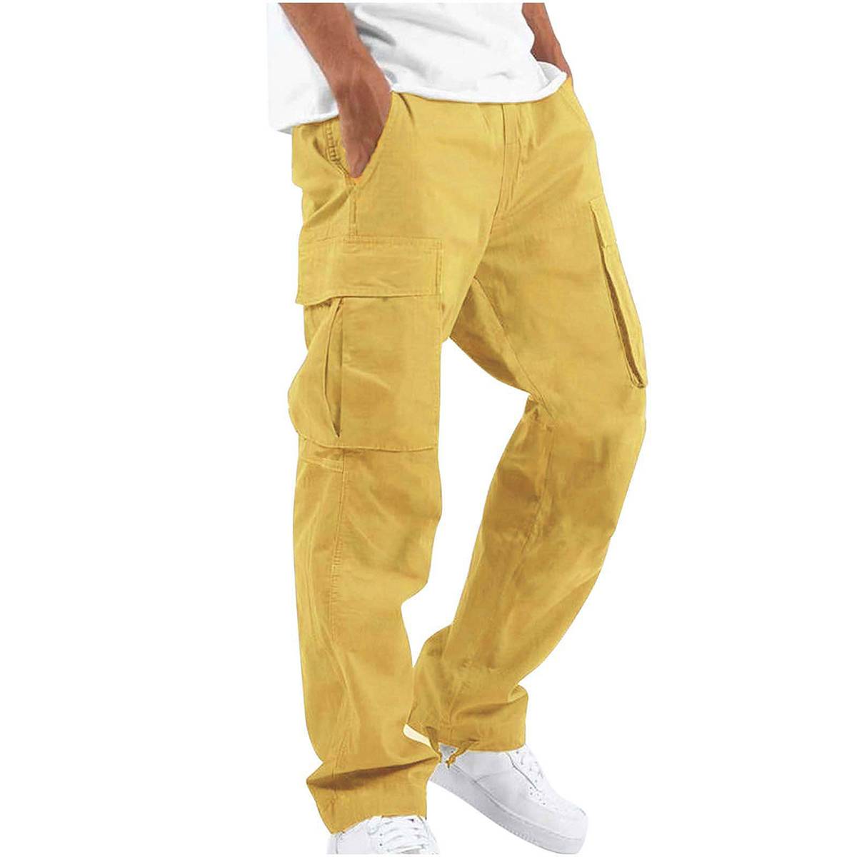 Men's Elastic Waist Multi Pockets Casual Cargo Pants