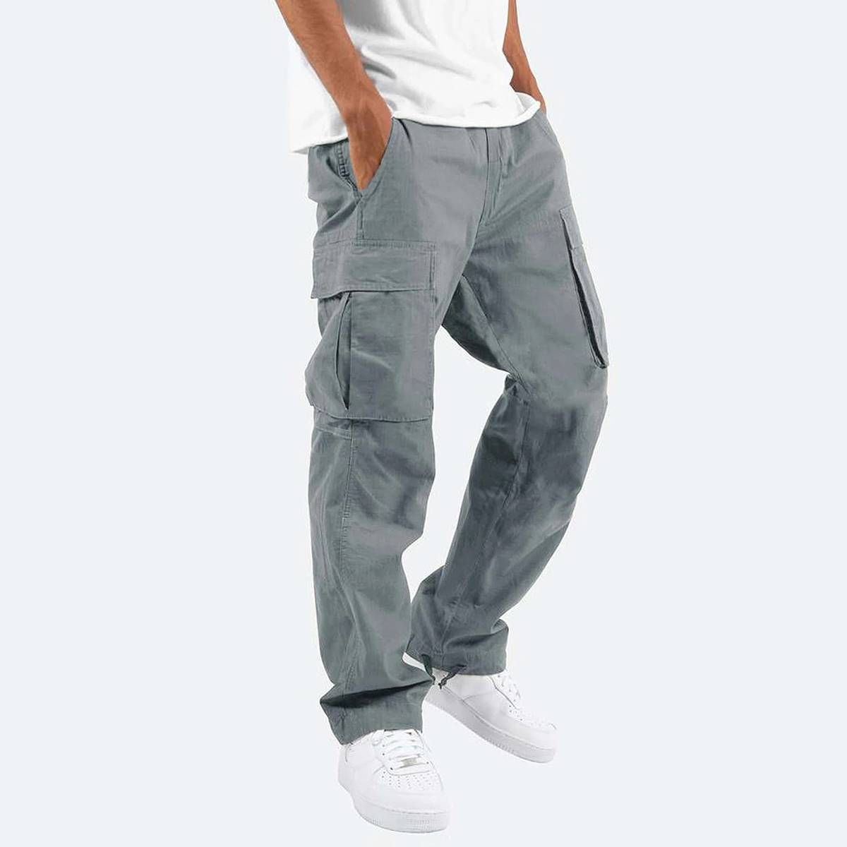 Men's Elastic Waist Multi Pockets Casual Cargo Pants