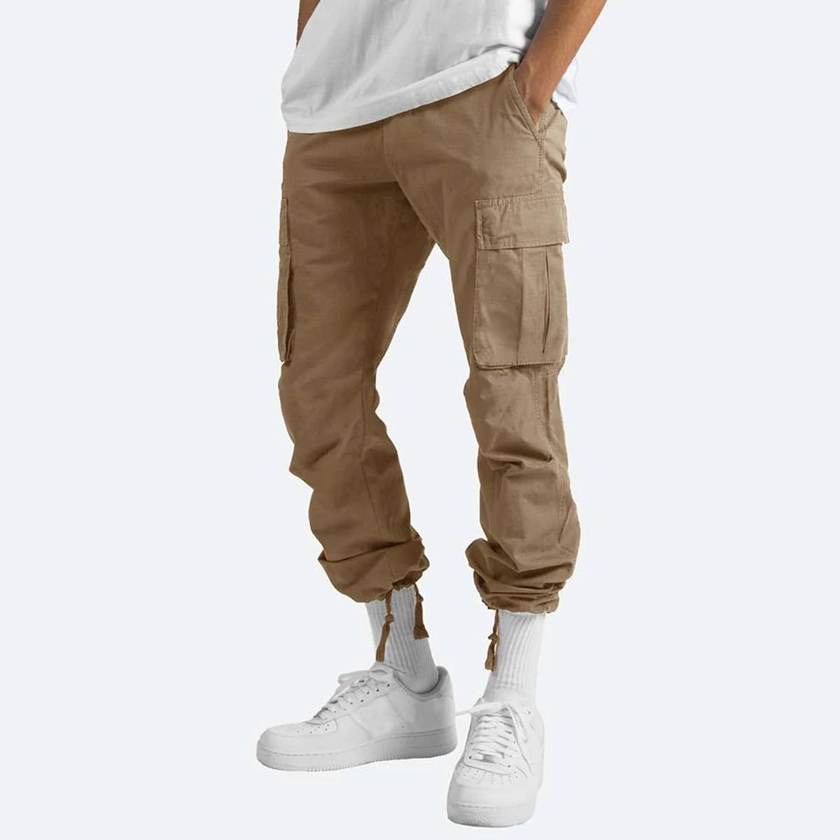 Men's Elastic Waist Multi Pockets Casual Cargo Pants