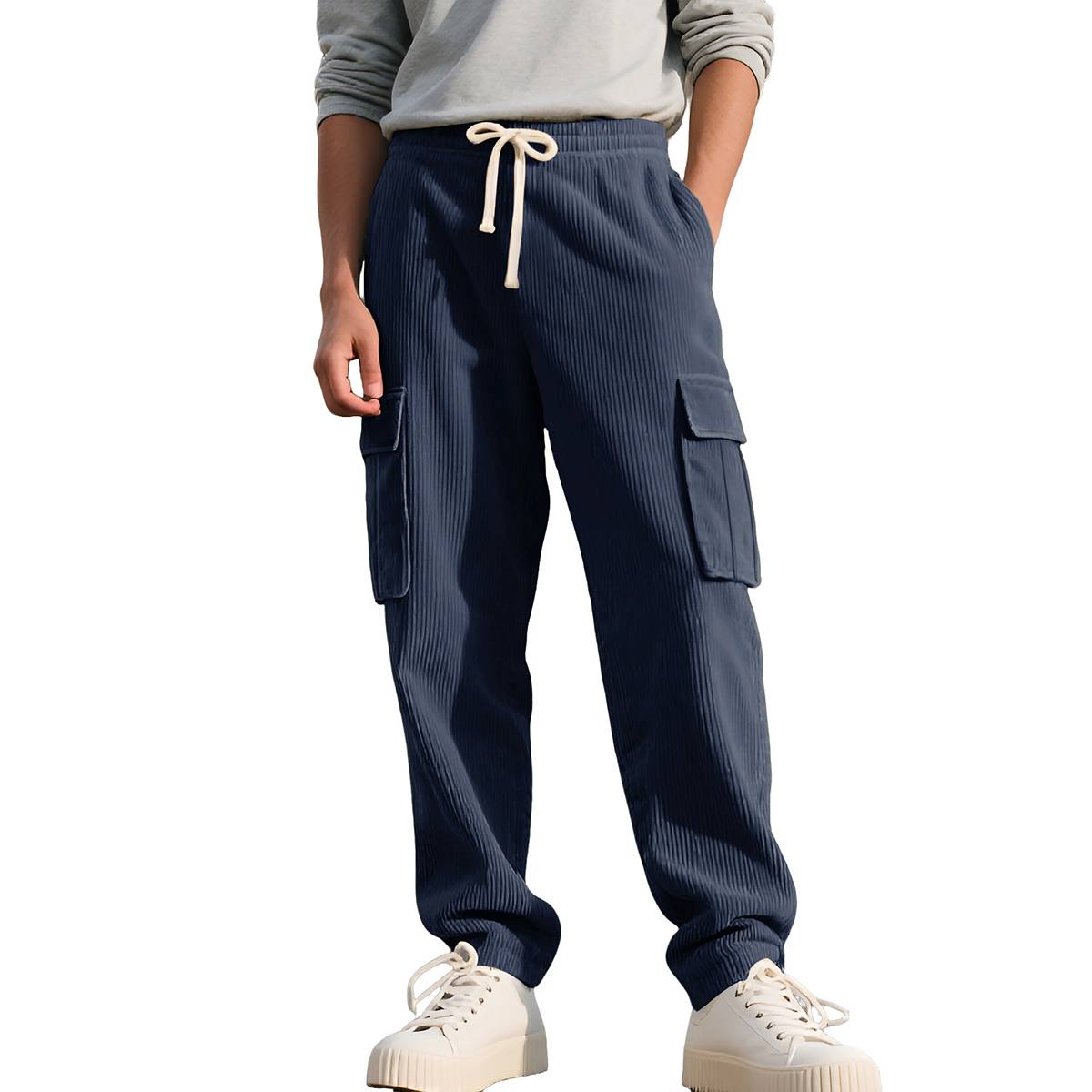 Men's Corduroy Multi-Pocket Casual Jogger Pants