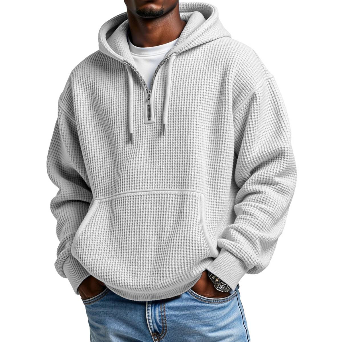 Men's Stylish Athletic Waffle Knit Hoodie