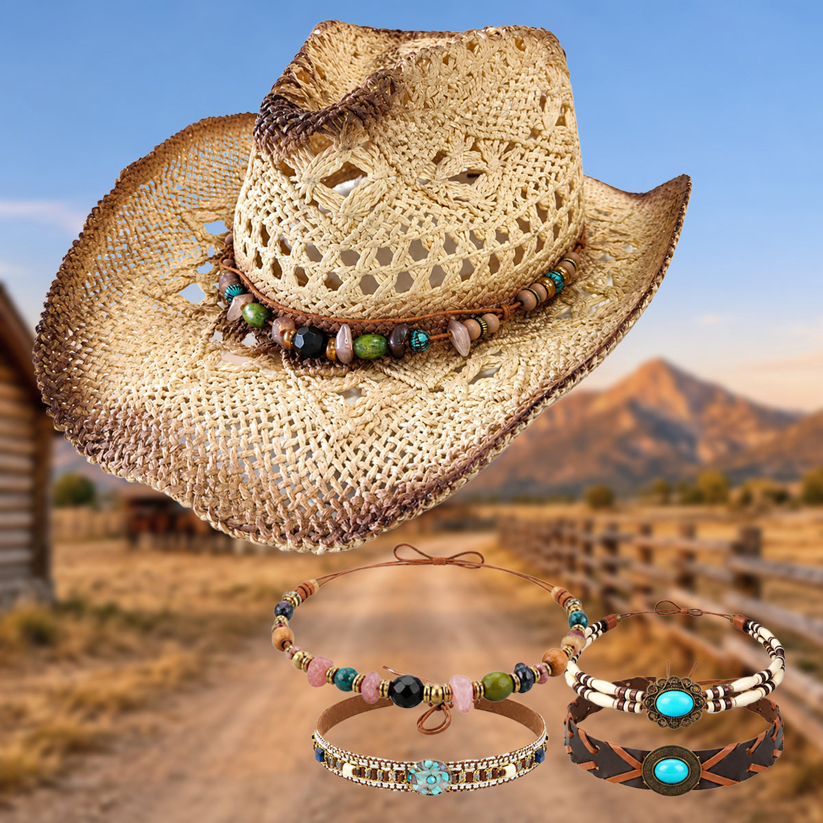 Hollow Straw Outdoor Casual Western Style Hat