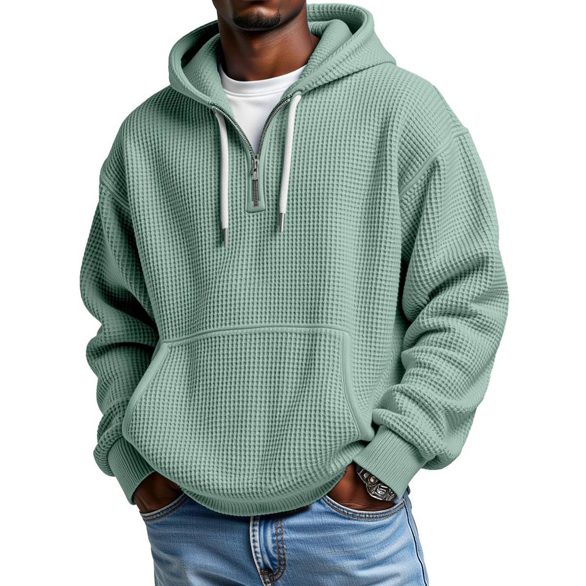 Men's Stylish Athletic Waffle Knit Hoodie