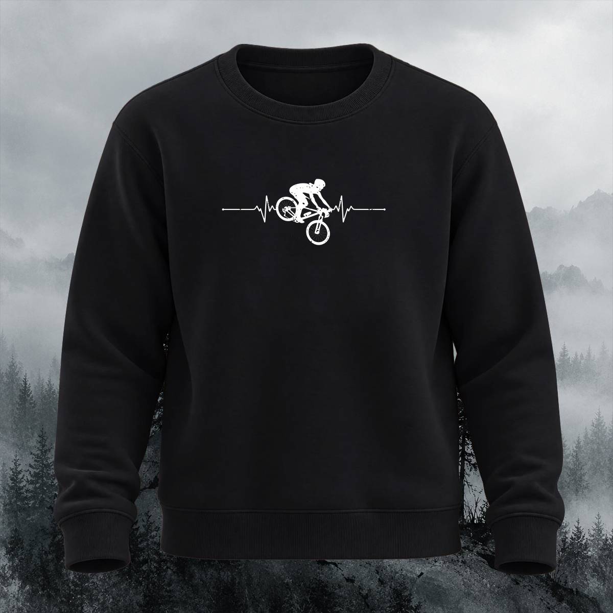 Mountain Biker Heartbeat Casual Crewneck Sweatshirt