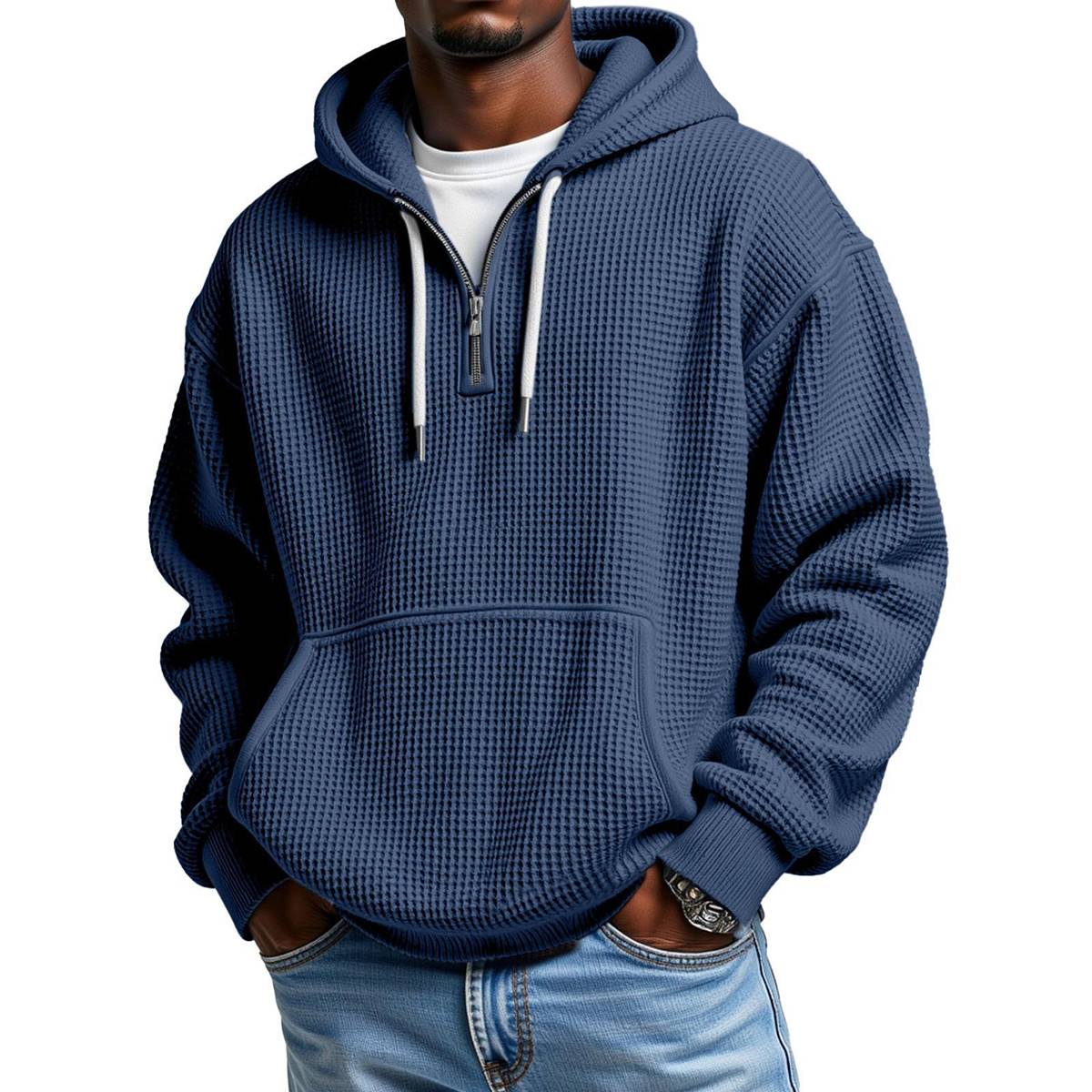 Men's Stylish Athletic Waffle Knit Hoodie