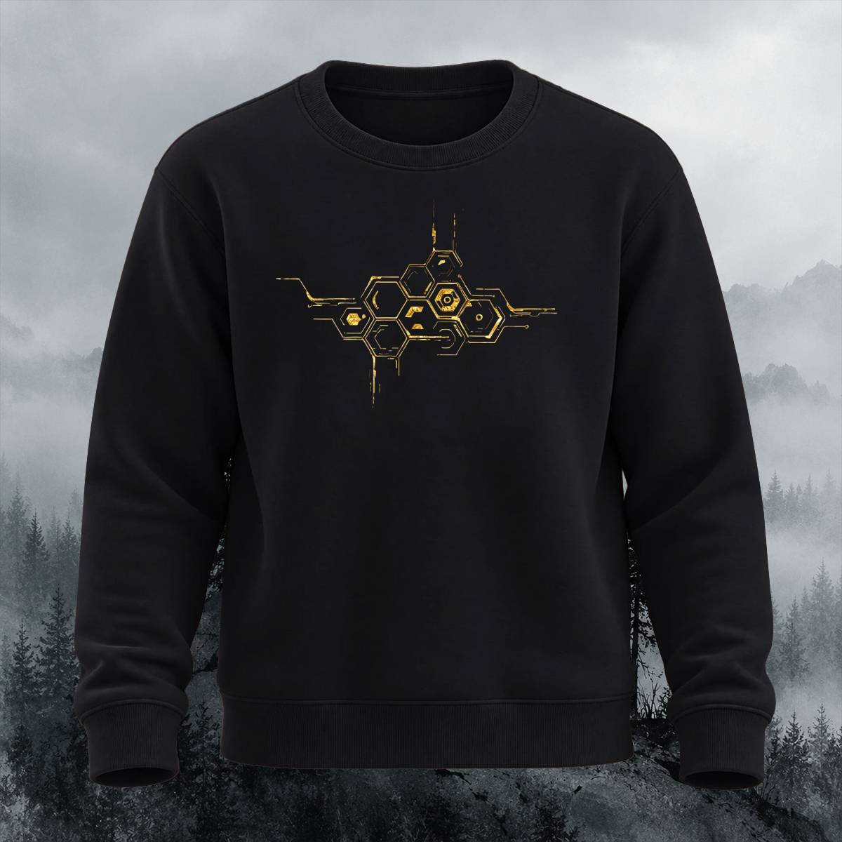 Hexagon Tech Circuit Casual Crewneck Sweatshirt