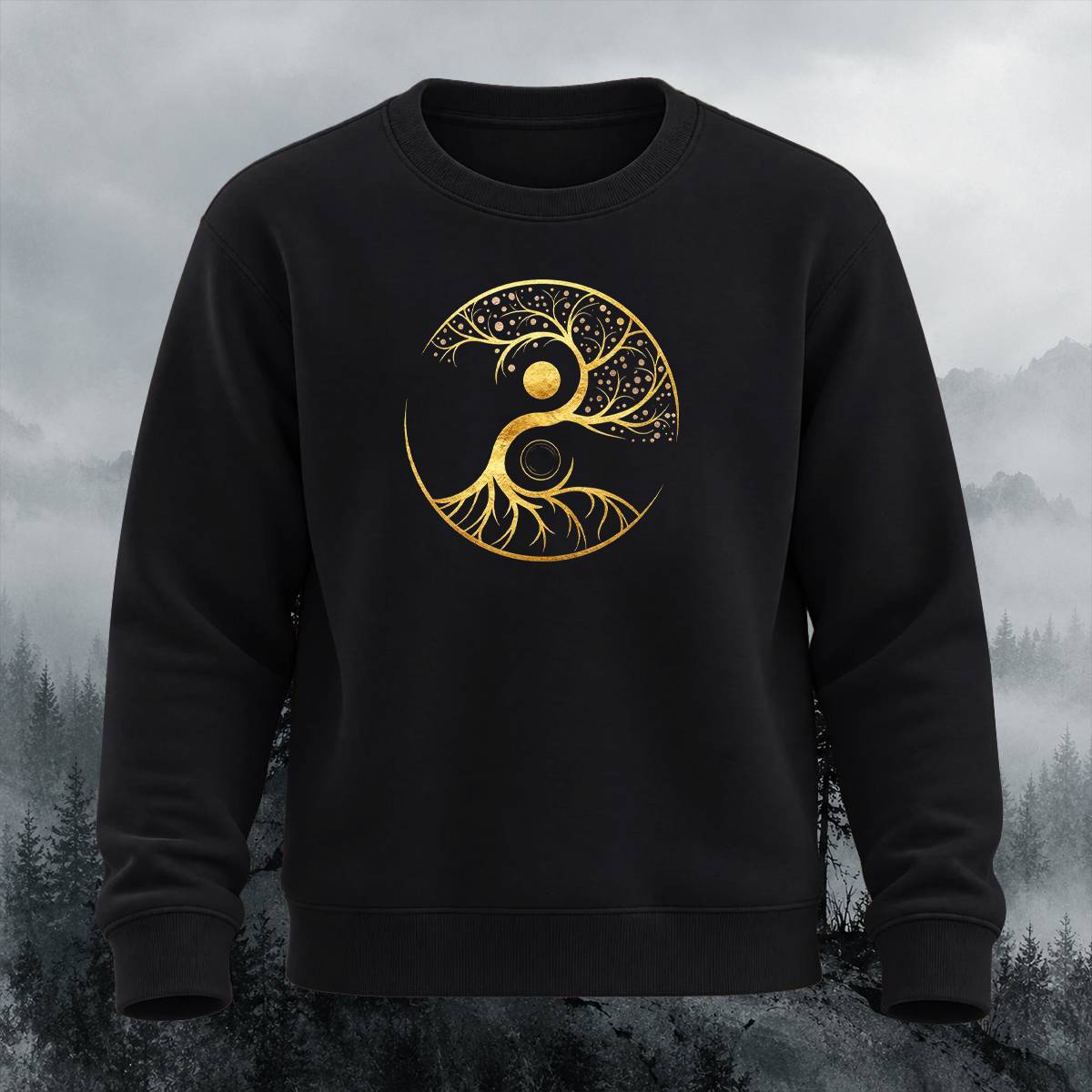 Yin Yang Tree of Life Casual Crewneck Sweatshirt