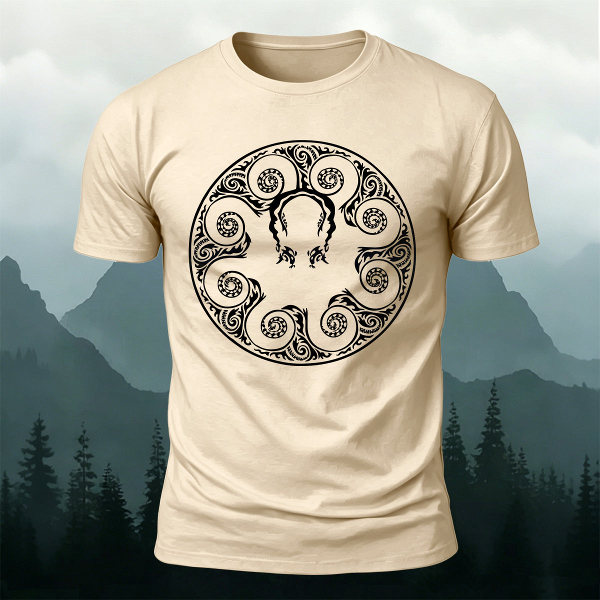 Cotton Geometric Octopus Art Graphic Casual T-Shirt