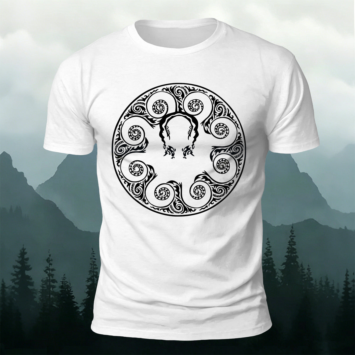 Cotton Geometric Octopus Art Graphic Casual T-Shirt