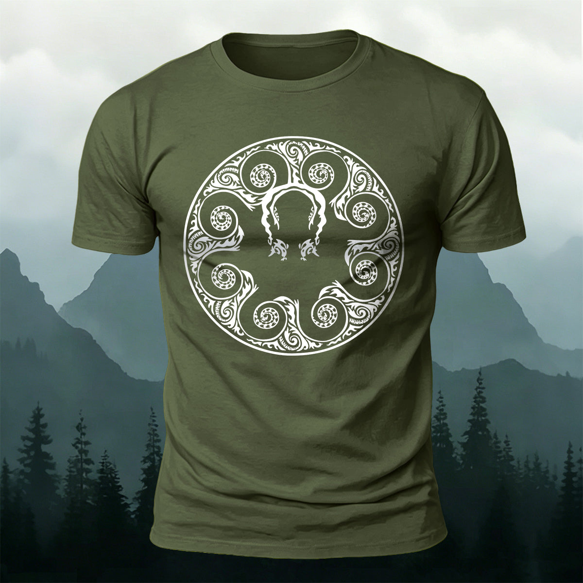 Cotton Geometric Octopus Art Graphic Casual T-Shirt