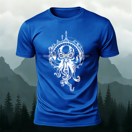 Premium Cotton Octopus Compass Art Casual Tee