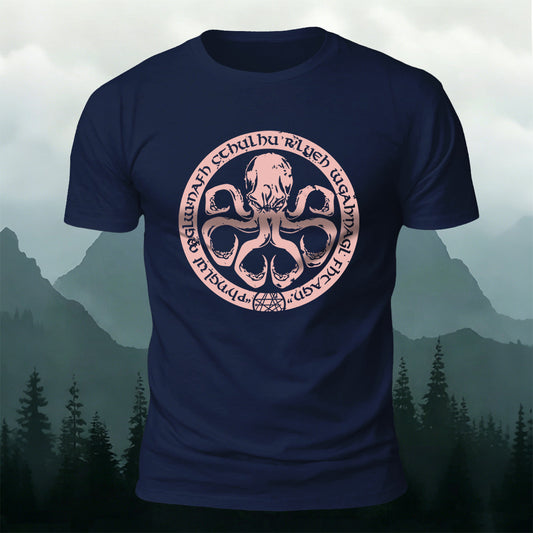 Premium Cotton Vintage Octopus Emblem Casual Tee