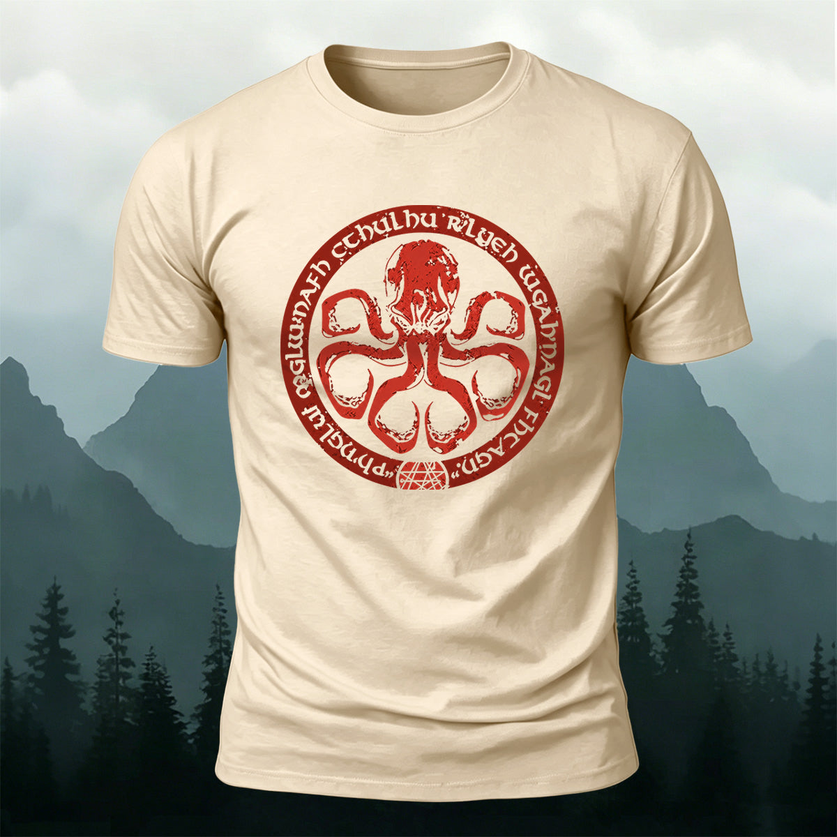 Premium Cotton Vintage Octopus Emblem Casual Tee