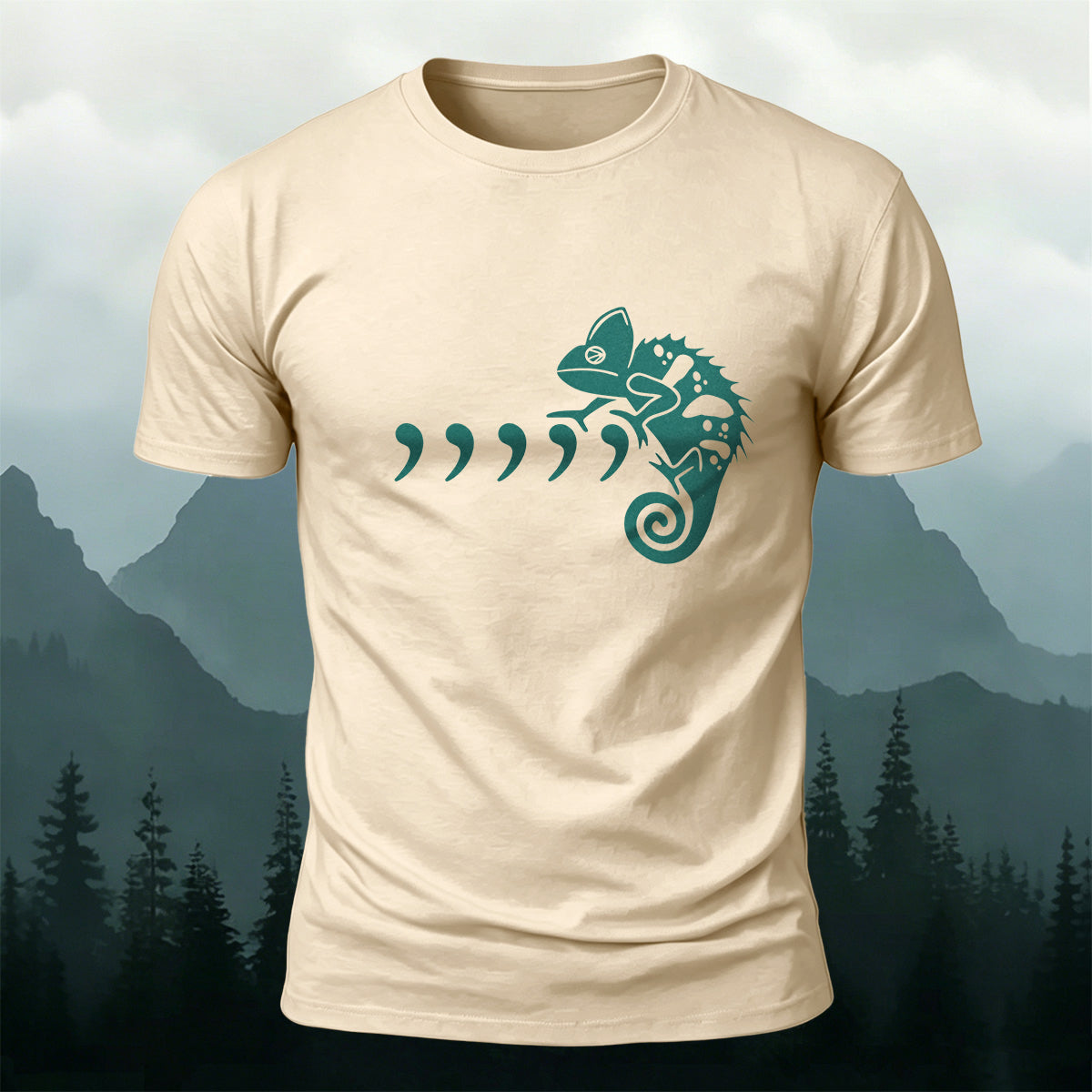 Premium Cotton Minimalist Chameleon Nature Tee