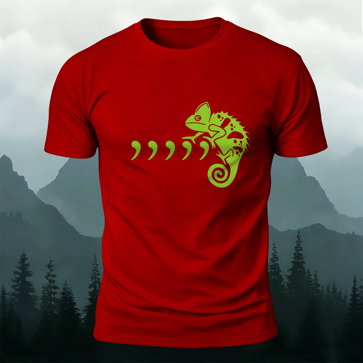 プレミアムコットン ミニマリスト カメレオン ネイチャー Tシャツ
