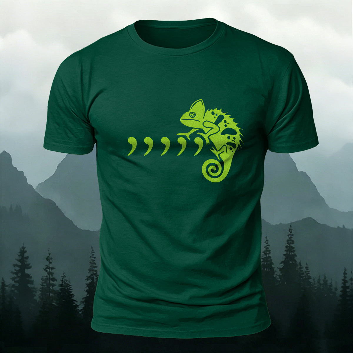 プレミアムコットン ミニマリスト カメレオン ネイチャー Tシャツ