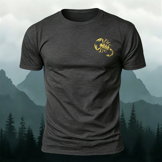 プレミアムコットン ミニマリスト スコーピオン柄 カジュアルTシャツ