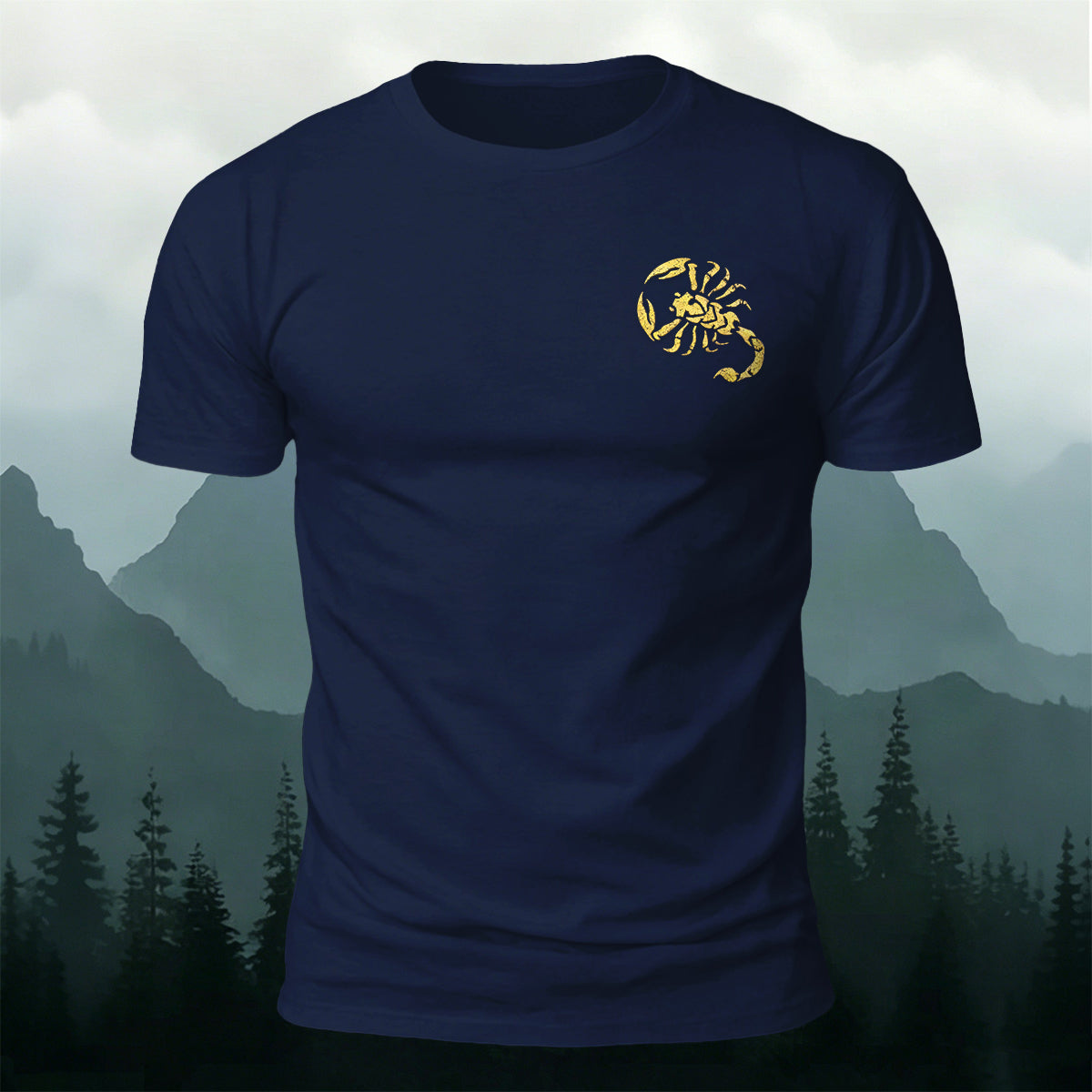 Premium Cotton Minimalist Scorpion Print Casual Tee