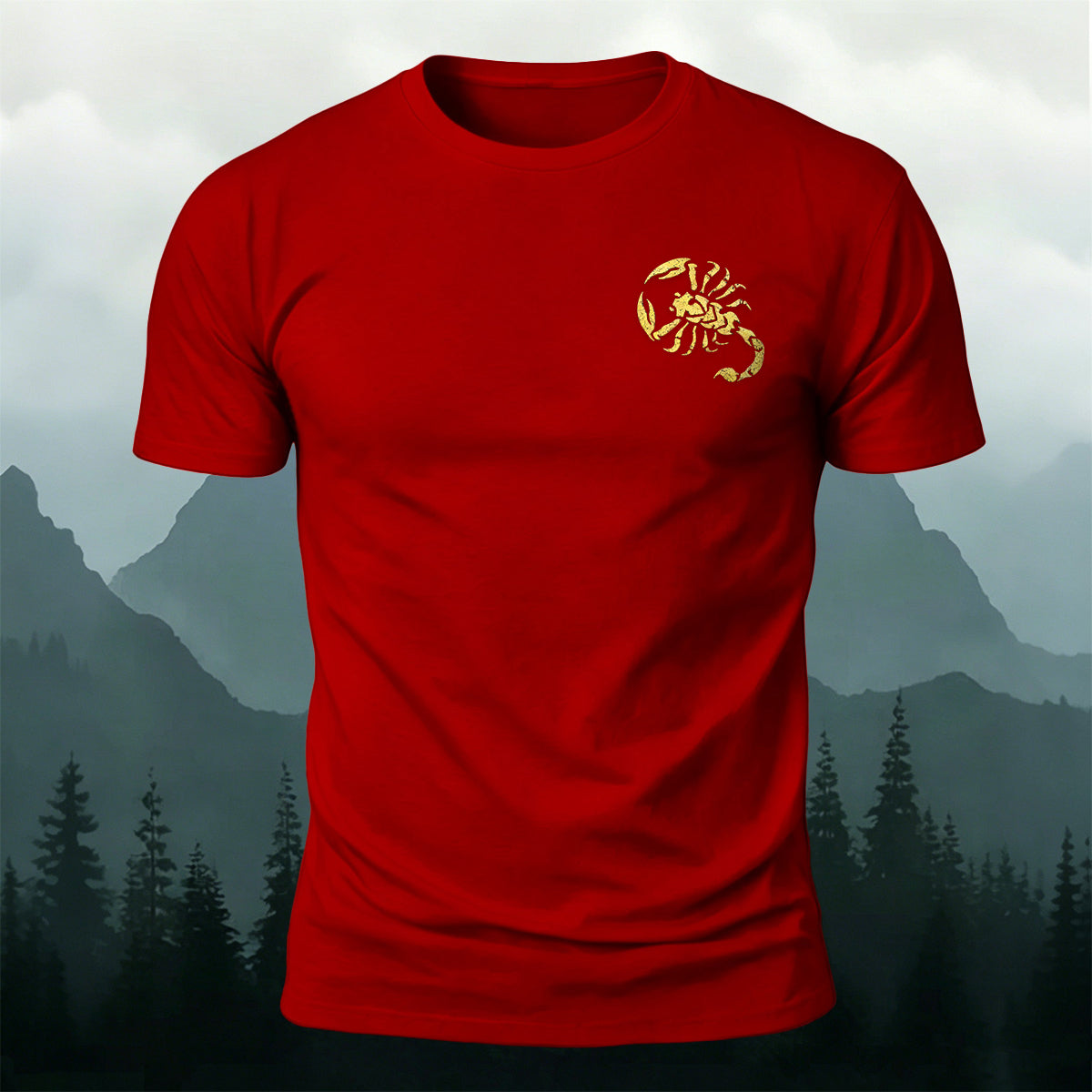 Premium Cotton Minimalist Scorpion Print Casual Tee