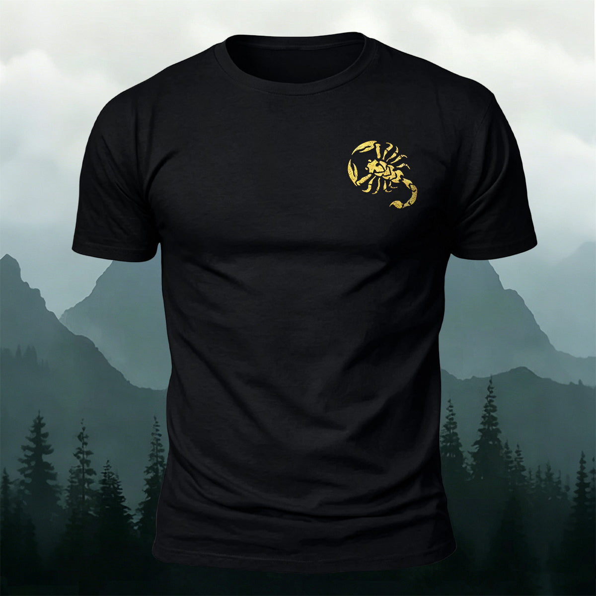 Premium Cotton Minimalist Scorpion Print Casual Tee