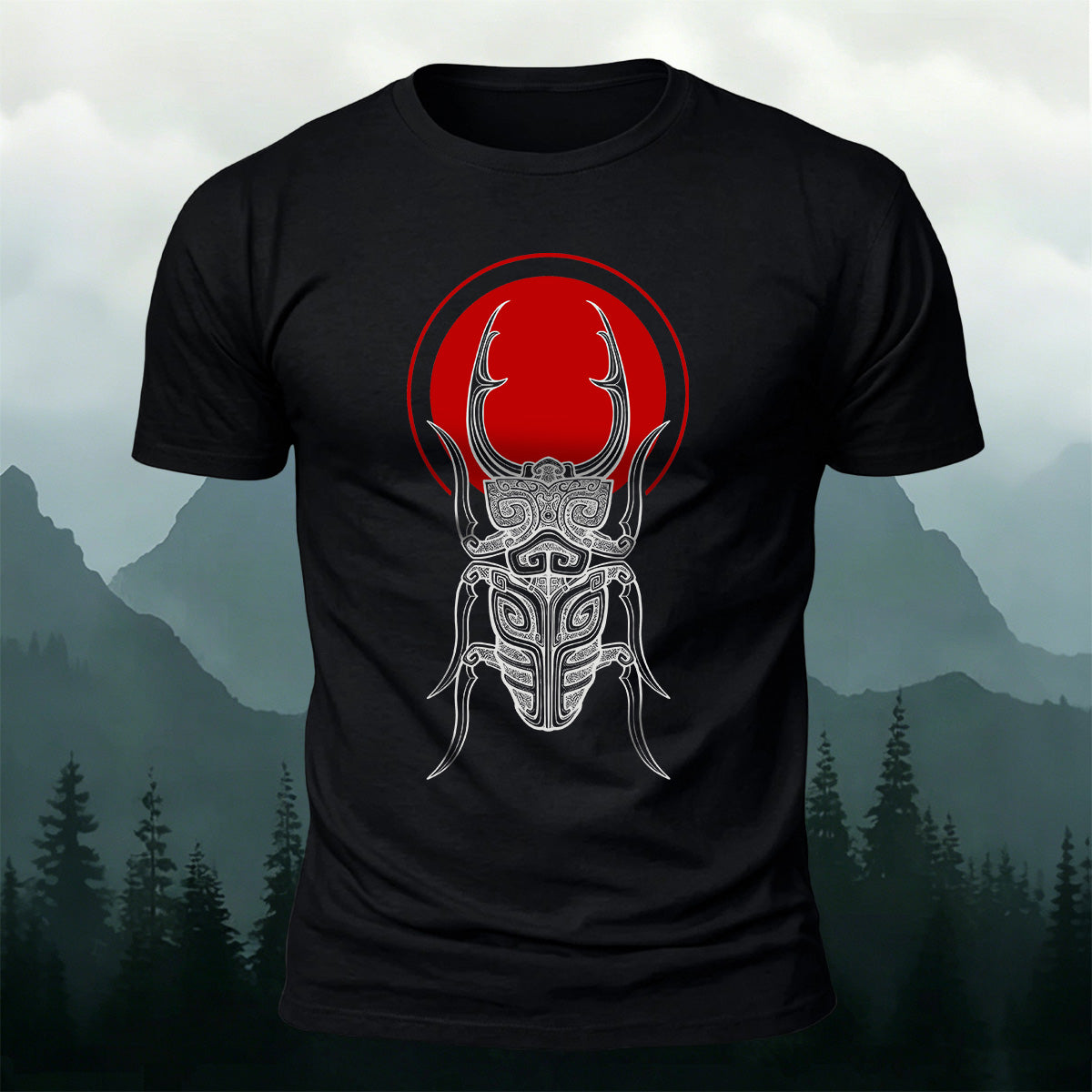 Vintage Beetle Ornamental Red Sun Premium Cotton Tee
