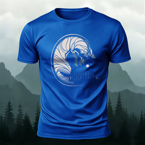 Abstract Curled Fox Art Graphic Soft-touch Feel T-Shirt