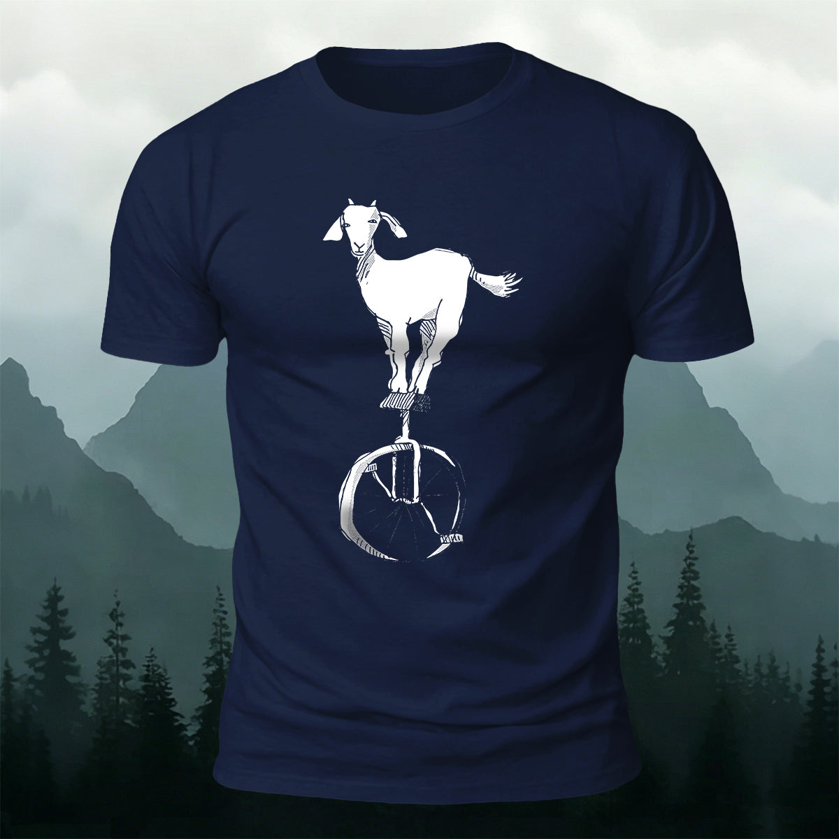 Funny Goat Unicycle Premium Cotton Graphic Tee