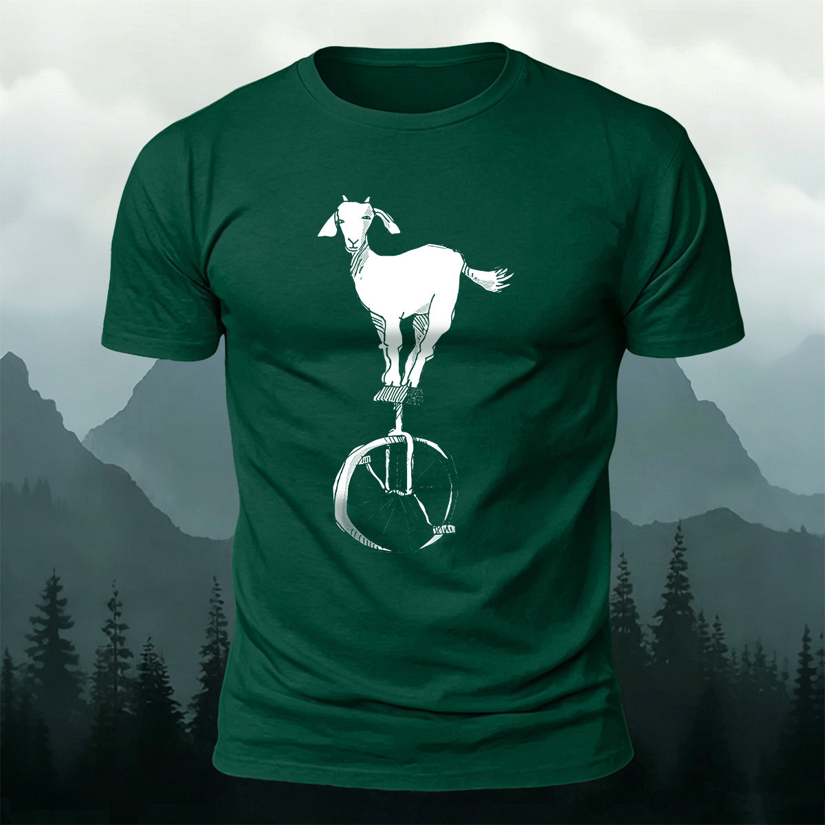Funny Goat Unicycle Premium Cotton Graphic Tee