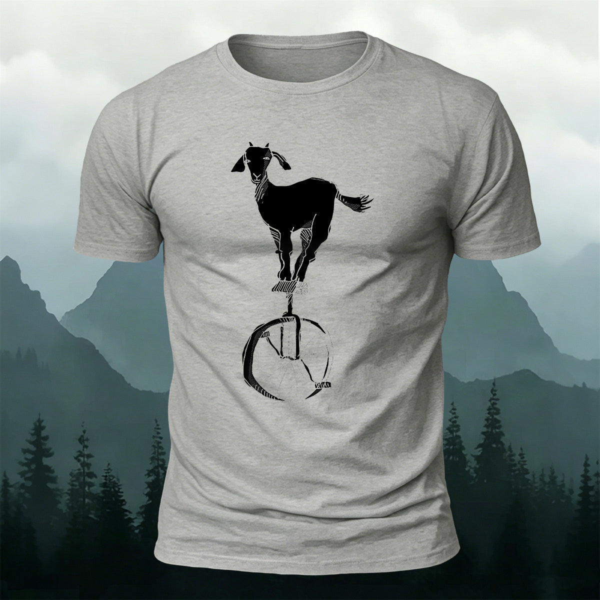 Funny Goat Unicycle Premium Cotton Graphic Tee
