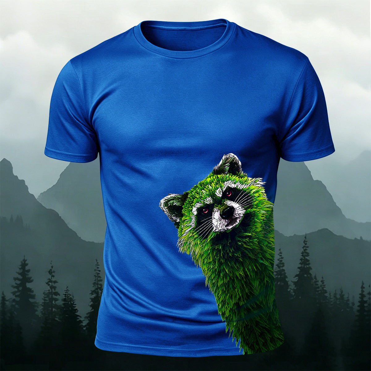 Forest Raccoon Peeking Premium Cotton Casual Tee