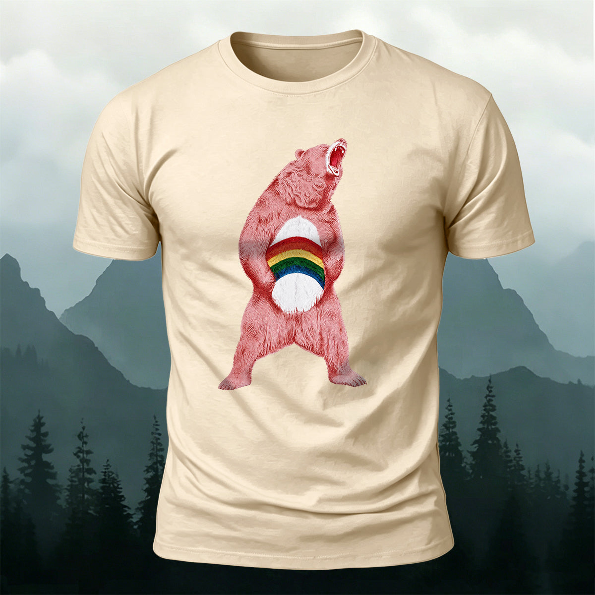 ピンクベア ファン プレミアムコットン カジュアルTシャツ