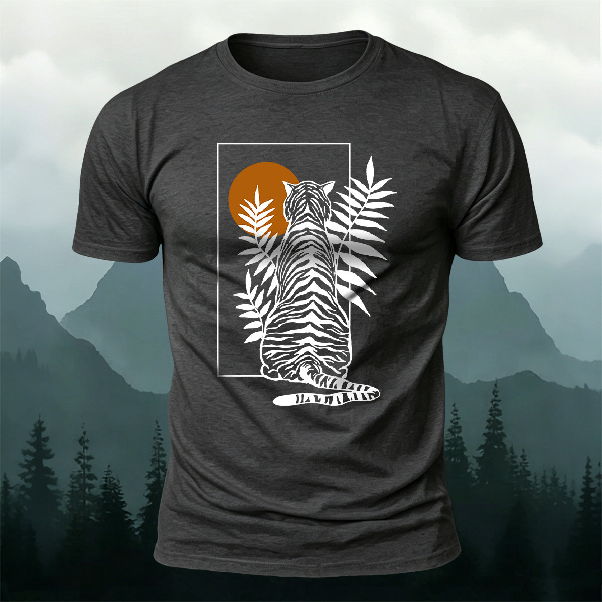 Vintage Line Art Tiger Premium Cotton T-Shirt