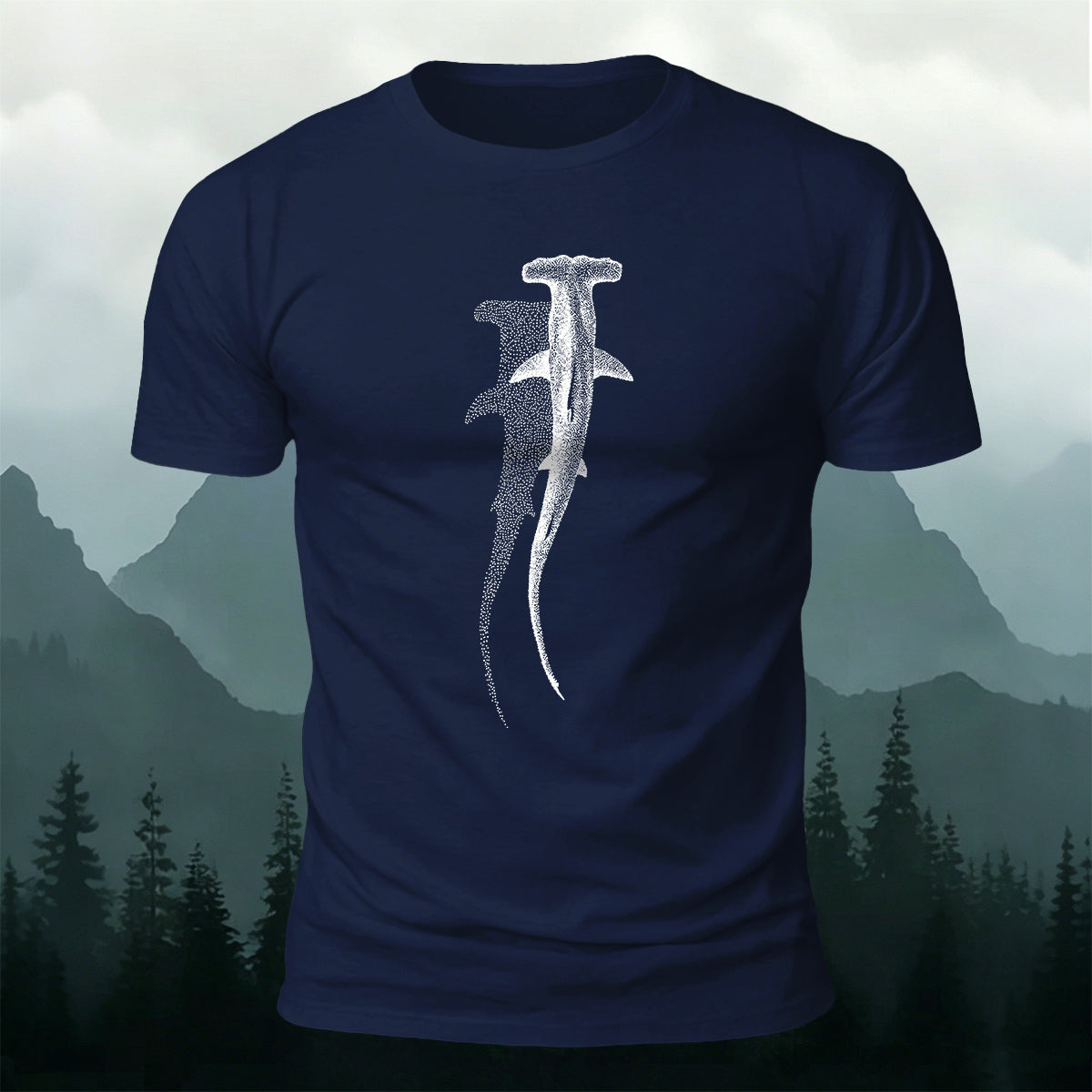 Ocean Shark Stippling Line Premium Cotton Tee