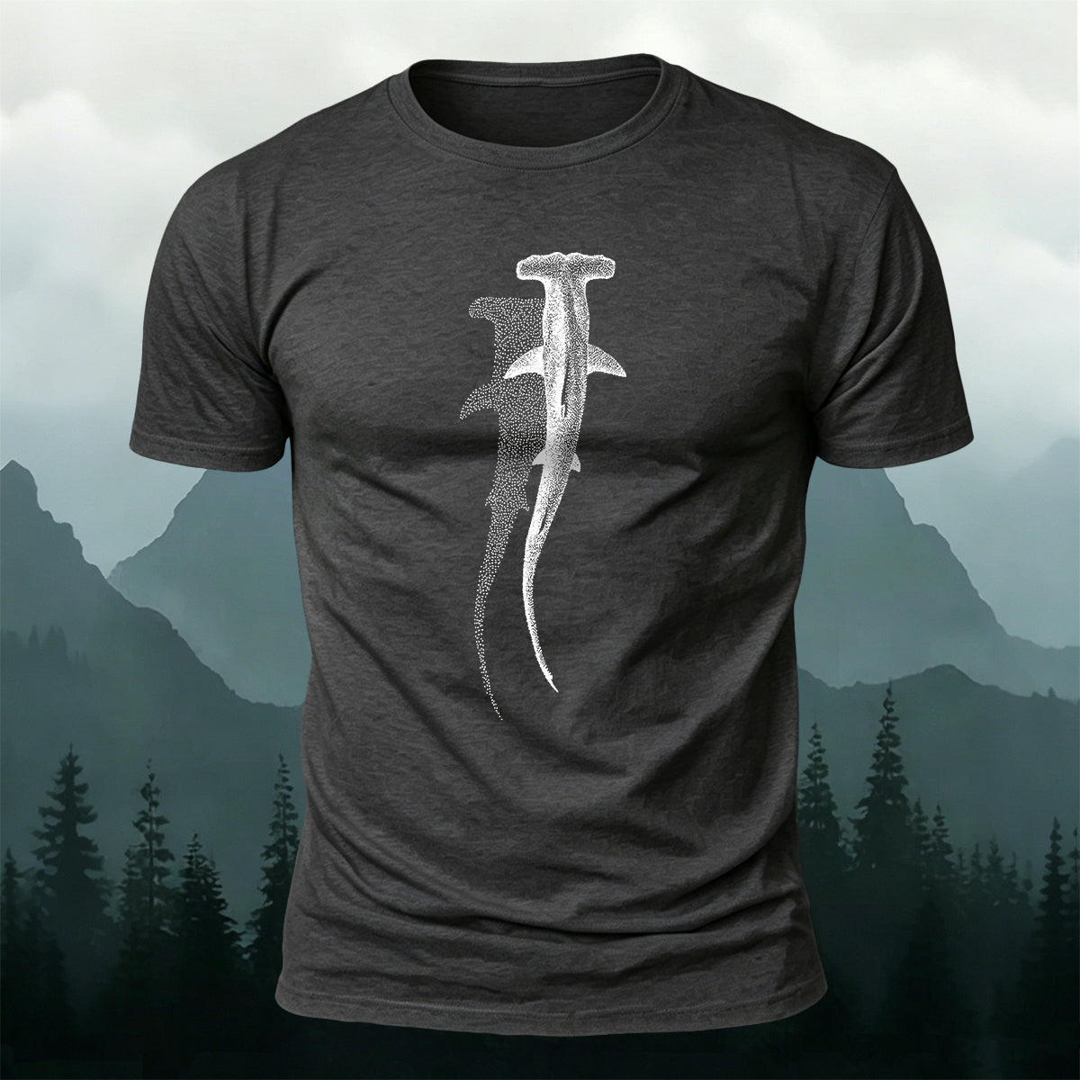 Ocean Shark Stippling Line Premium Cotton Tee