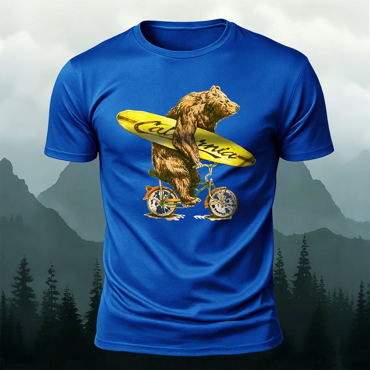 Surf Bike Bear Premium Cotton Casual T-Shirt