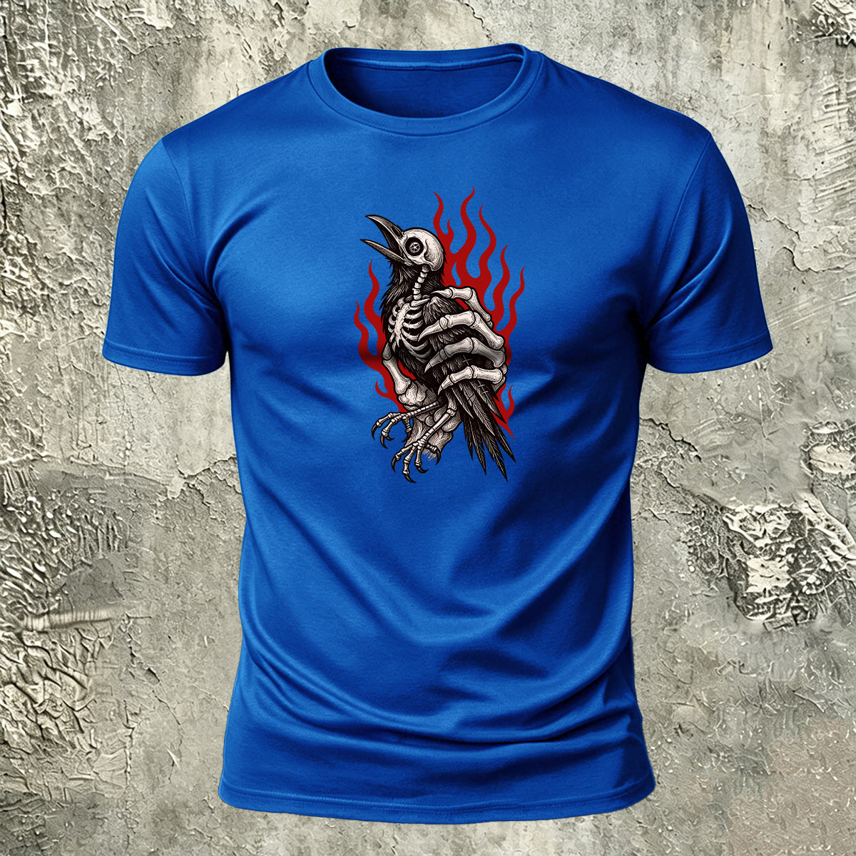Occult Crow Skeleton Premium Cotton Casual Tee
