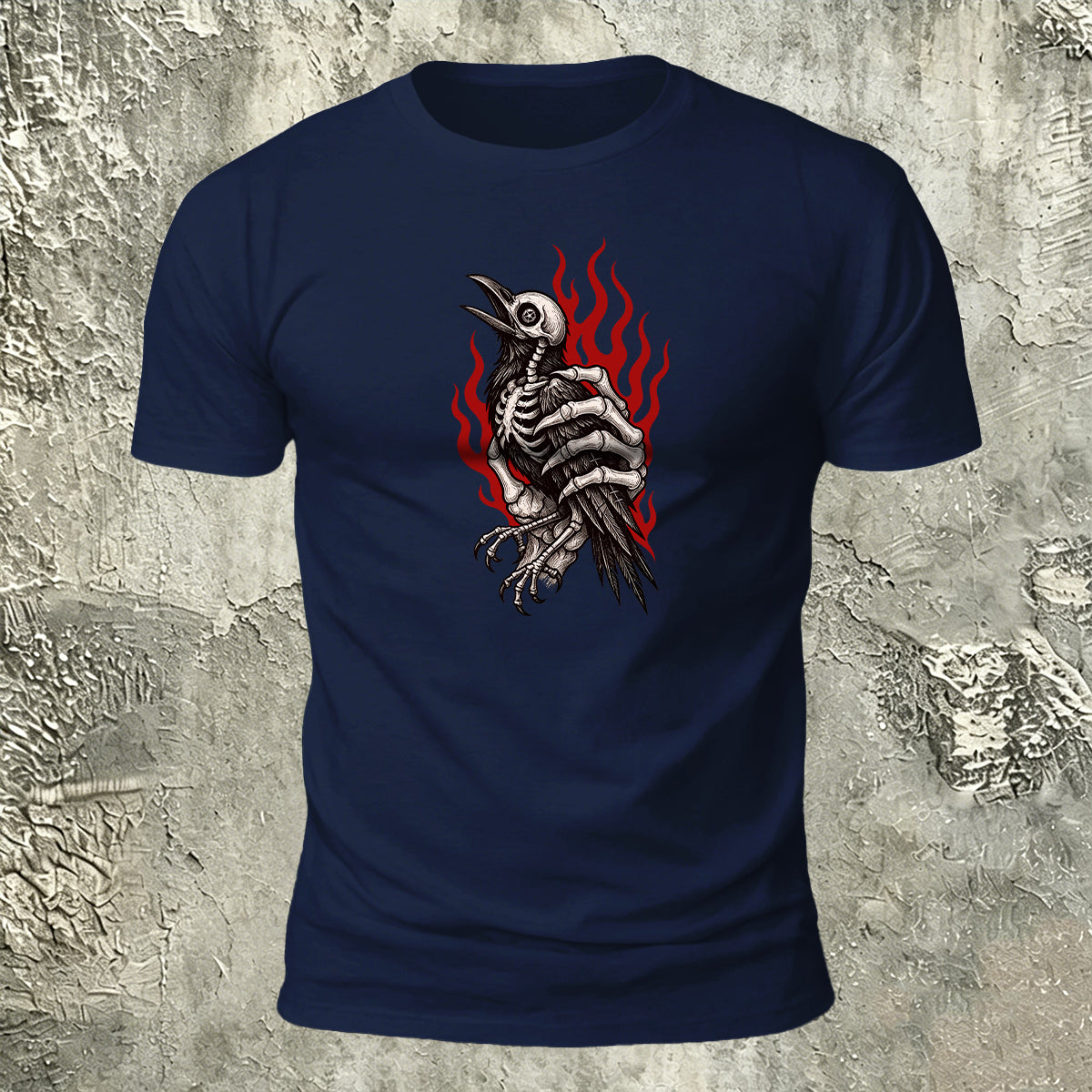 Occult Crow Skeleton Premium Cotton Casual Tee